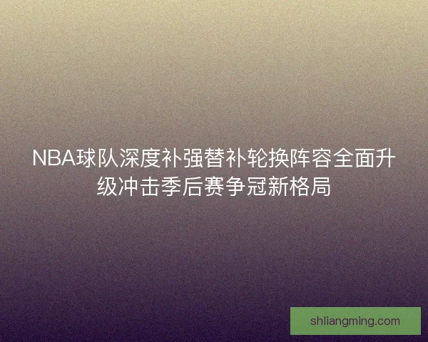 NBA球队深度补强替补轮换阵容全面升级冲击季后赛争冠新格局
